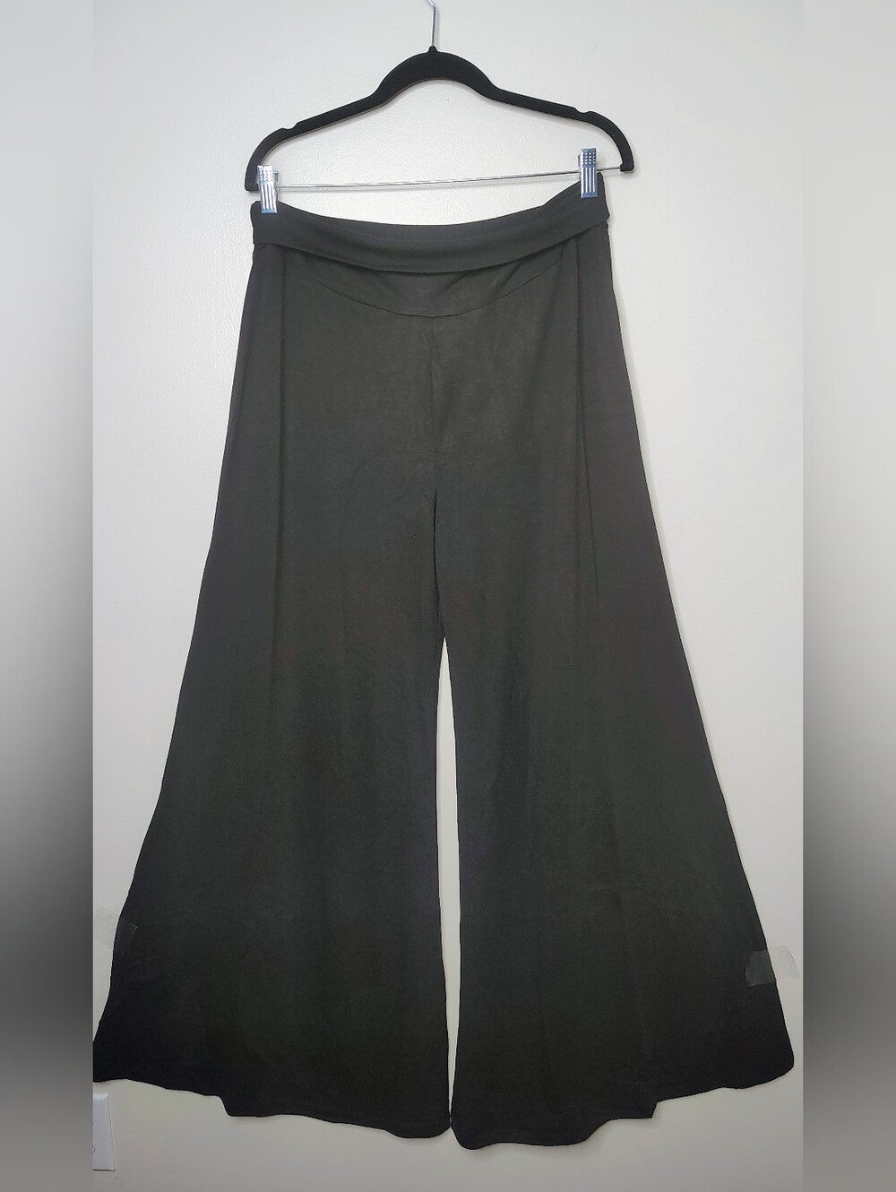 Zenana Premium Black Wide Leg Palazzo Pants Fold Over Waist Plus Size 1X 2X